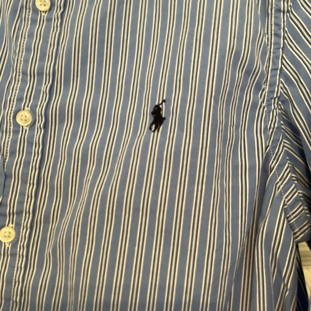 Ralph Lauren Young Mens XL 18-20 Blue Striped Long Sleeve Shirt Boys Cotton Polo